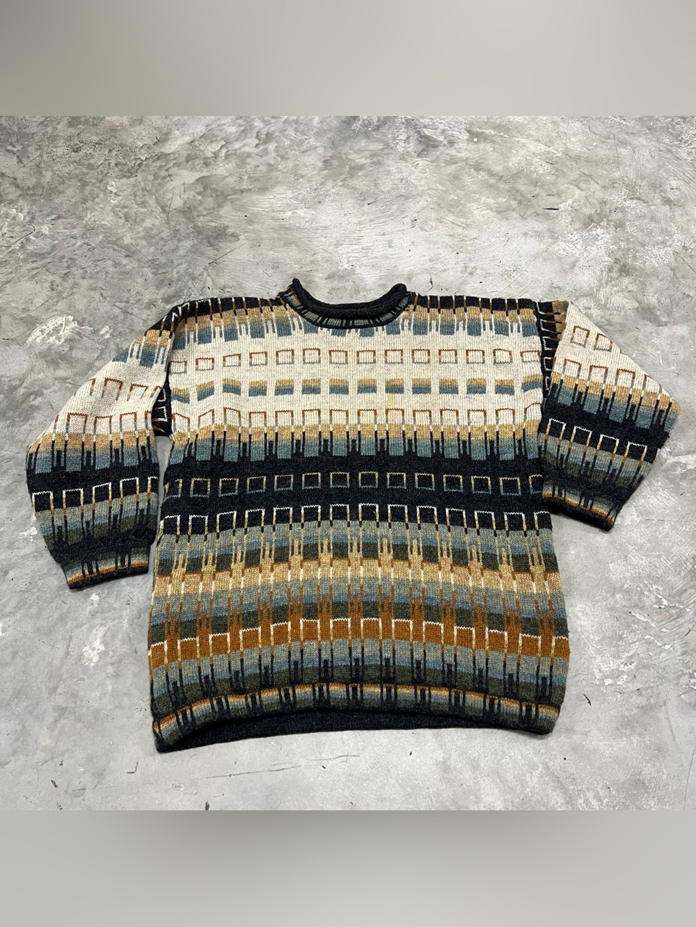 Vintage Kolor Knits Size Large Multicolor Fair Isle Ireland Womens Wool Sweater